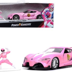 Toyota FT-1 Concept Pink Metallic and Pink Ranger Diecast Figurine “Power Rangers” “Hollywood Rides” Series 1/32 Diecast Model Car by Jada