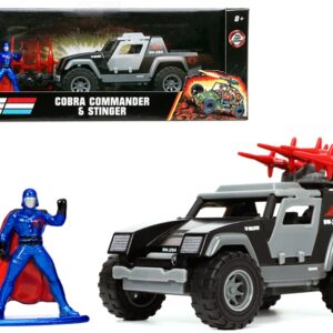 Stinger with Missile Launcher and Cobra Commander Diecast Figurine “G.I. Joe” “Hollywood Rides” Series 1/32 Diecast Model Car by Jada