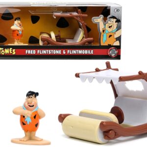 Flintmobile with Fred Flintstone Diecast Figurine “The Flintstones” “Hollywood Rides” Series 1/32 Diecast Model Car by Jada