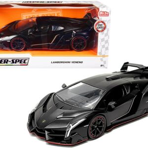 Lamborghini Veneno Matt Black “Hyper-Spec” Series 1/24 Diecast Model Car by Jada