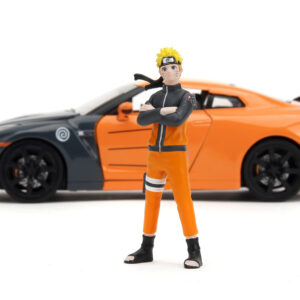 2009 Nissan GT-R (R35) Orange and Dark Gray with Yellow Top and Graphics and Naruto Diecast Figure “Naruto Shippuden” (2009-2017) TV Series “Anime Hollywood Rides” Series 1/24 Diecast Model Car by Jada