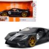 2017 Ford GT #2 Matt Black with Silver Stripes and Gold Wheels “Bigtime Muscle” Series 1/24 Diecast Model Car by Jada