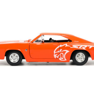 1968 Dodge Charger R/T SRT Orange with White Stripes and Graphics “Bigtime Muscle” Series 1/24 Diecast Model Car by Jada