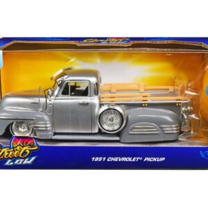 1951 Chevrolet 3100 Pickup Truck Lowrider Silver Metallic and Gray “Street Low” Series 1/24 Diecast Model Car by Jada