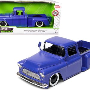 1955 Chevrolet Stepside Pickup Truck Matt Blue “Just Trucks” Series 1/24 Diecast Model Car by Jada