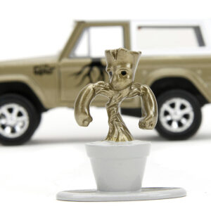 1973 Ford Bronco Gold Metallic with White Top and Groot Diecast Figure “Guardians of the Galaxy” “Marvel” Series 1/32 Diecast Model Car by Jada