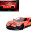 2017 Ford GT Light Red Metallic with Black Stripe “Pink Slips” Series 1/24 Diecast Model Car by Jada