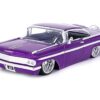 1959 Chevrolet Impala Lowrider Candy Purple with DUB Wire Wheels “Street Low” Series 1/24 Diecast Model Car by Jada