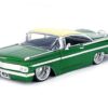 1959 Chevrolet Impala Lowrider Green Metallic with Cream Top and DUB Wire Wheels “Street Low” Series 1/24 Diecast Model Car by Jada