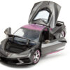 2020 Chevrolet Corvette Stingray Gray Metallic with Pink Carbon Hood and Top “Pink Slips” Series 1/24 Diecast Model Car by Jada