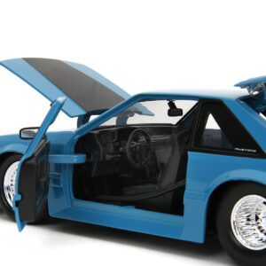 1989 Ford Mustang GT Blue with Black Hood Stripes “Fast & Furious” Series 1/24 Diecast Model Car by Jada