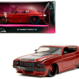 1971 Chevrolet Chevelle SS Red Metallic with Black Stripes “Pink Slips” Series 1/24 Diecast Model Car by Jada