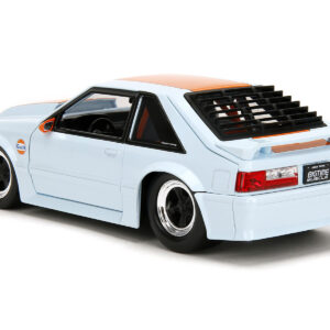 1989 Ford Mustang GT “Gulf Oil” Light Blue with Orange Stripe “Bigtime Muscle” Series 1/24 Diecast Model Car by Jada