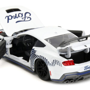 2024 Ford Mustang Dark Horse White with “Mustang Horse Graphics” “Bigtime Muscle” Series 1/24 Diecast Model Car by Jada