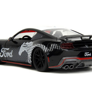 2024 Ford Mustang Dark Horse Black with White Top and “Mustang Horse Graphics” “Bigtime Muscle” Series 1/24 Diecast Model Car by Jada