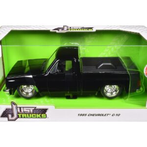 1985 Chevrolet C-10 Pickup Truck Black with Minilite Wheels “Just Trucks” Series 1/24 Diecast Model Car by Jada