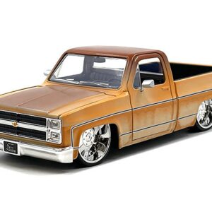 1985 Chevrolet C-10 Pickup Truck Yellow with Brown Top (Rusted) and JD3 Wheels “Just Trucks” Series 1/24 Diecast Model Car by Jada