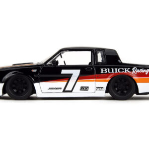 1987 Buick Grand National #7 “Buick Racing” Black and White with Stripes “Bigtime Muscle” Series 1/24 Diecast Model Car by Jada