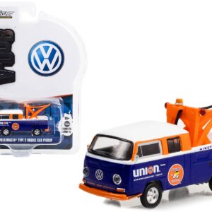 1969 Volkswagen Double Cab Pickup Tow Truck Blue and White “Union 76 Minute Man Service” “Club Vee V-Dub” Series 15 1/64 Diecast Model Car by Greenlight