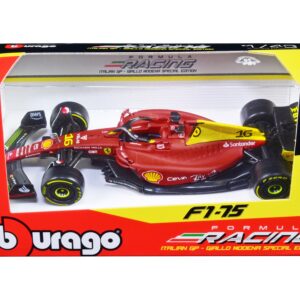 Ferrari F1-75 #16 Charles Leclerc “Giallo Modena” 2nd Place Formula One F1 Italian GP (2022) “Formula Racing” Series 1/43 Diecast Model Car by Bburago