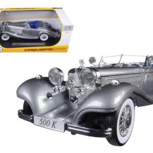 1936 Mercedes 500K Special Roadster Grey 1/18 Diecast Model Car by Maisto