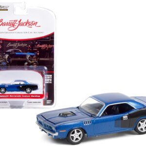 1970 Plymouth Barracuda Custom Hardtop Blue Metallic and Black with Modern HEMI Lettering (Lot #720) Barrett Jackson “Scottsdale Edition” Series 7 1/64 Diecast Model Car by Greenlight