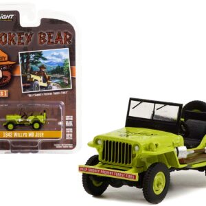 1942 Willys MB Jeep Bright Green “Help Smokey Prevent Forest Fires” “Smokey Bear” Series 1 1/64 Diecast Model Car by Greenlight