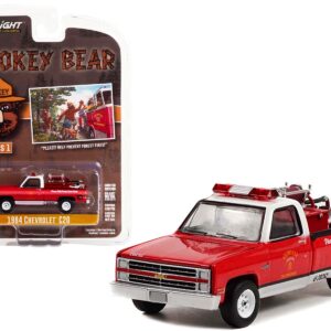 1984 Chevrolet C20 Pickup Truck with Fire Equipment Hose and Tank “Please! Help Prevent Forest Fires!” “Smokey Bear” Series 1 1/64 Diecast Model Car by Greenlight