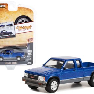 1991 GMC Sonoma Pickup Truck Blue Metallic and Gray “It’s Not Just A Truck Anymore” “Vintage Ad Cars” Series 8 1/64 Diecast Model Car by Greenlight