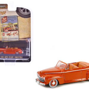 1946 Ford Super Deluxe Convertible Orange “Chevron Supreme” “Vintage Ad Cars” Series 10 1/64 Diecast Model Car by Greenlight