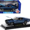 1970 Ford Mustang Mach 1 428 Dark Blue Metallic with Bright Blue Stripes Limited Edition to 7000 pieces Worldwide 1/24 Diecast Model Car by M2 Machines