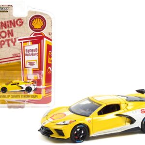 2021 Chevrolet Corvette C8 Stingray Coupe “Shell Oil” Yellow and White “Running on Empty” Series 13 1/64 Diecast Model Car by Greenlight