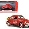 1966 Volkswagen Beetle with Rear Luggage Rack Red with Two Bottle Cases “Coca-Cola” 1/24 Diecast Model Car by Motorcity Classics