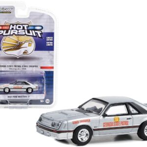 1982 Ford Mustang GT Silver Metallic “Georgia State Patrol State Trooper” “Hot Pursuit” Series 44 1/64 Diecast Model Car by Greenlight