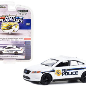 2013 Ford Police Interceptor White “FBI Police (Federal Bureau of Investigation Police)” “Hot Pursuit” Special Edition 1/64 Diecast Model Car by Greenlight