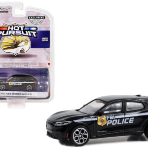 2022 Ford Mustang Mach-E GT Black “FBI Police (Federal Bureau of Investigation Police)” “Hot Pursuit” Special Edition 1/64 Diecast Model Car by Greenlight