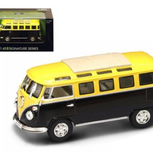 1962 Volkswagen Microbus Van Bus Yellow/Black 1/43 Diecast Car by Road Signature