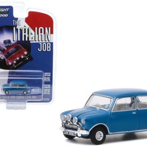 1967 Austin Mini Cooper S 1275 MkI Blue “The Italian Job” (1969) Movie “Hollywood Series” Release 28 1/64 Diecast Model Car by Greenlight