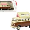 Volkswagen T1 Camper Bus with Pop-Top Roof Brown and Cream 1/64 Diecast Model by Schuco