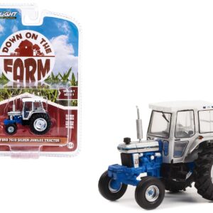 1989 Ford 7610 Silver Jubilee Tractor Silver and Blue with White Top “Down on the Farm” Series 7 1/64 Diecast Model Cars by Greenlight