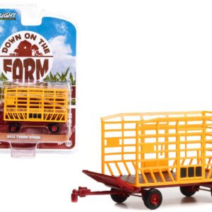 Bale Throw Wagon Yellow and Red “Down on the Farm” Series 7 1/64 Diecast Model by Greenlight