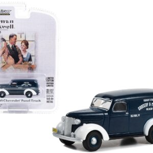 1939 Chevrolet Panel Truck Dark Blue with White Fenders “Grocery & Market Delivery” “Norman Rockwell” Series 5 1/64 Diecast Model Car by Greenlight