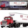 Ford LT-9000 Day Cab with Vintage 40′ Dry Goods Tandem-Axle Trailer Red and White “Red Star Express” 1/64 Diecast Model by DCP/First Gear