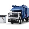 Mack LR Refuse Garbage Truck with McNeilus Meridian Front Loader White and Blue with Trash Bin 1/64 Diecast Model by DCP/First Gear