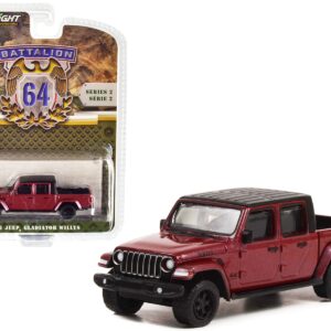 2021 Jeep Gladiator Willys Pickup Truck Snazzberry Red Metallic with Black Top “Battalion 64” Release 2 1/64 Diecast Model Car by Greenlight