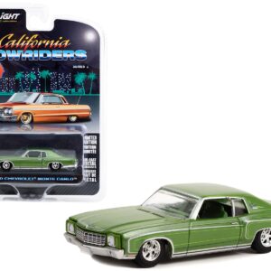 1970 Chevrolet Monte Carlo Green Metallic with Green Interior “California Lowriders” Series 2 1/64 Diecast Model Car by Greenlight