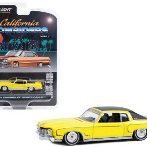 1971 Chevrolet Monte Carlo Lowrider Sunflower Yellow with Black Top “California Lowriders” Series 3 1/64 Diecast Model Car by Greenlight