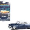 1950 Mercury Eight Chopped Top Convertible Lowrider Dark Blue Metallic with Light Blue Pinstripes and White Top and Interior “California Lowriders” Series 4 1/64 Diecast Model Car by Greenlight