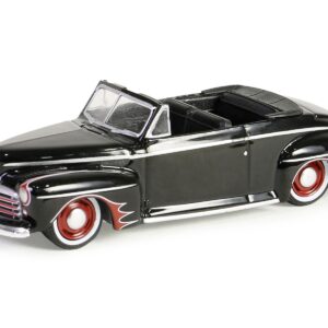 1947 Ford Deluxe Convertible Lowrider Black wit h Red Graphics “California Lowriders” Series 5 1/64 Diecast Model Car by Greenlight