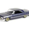 1963 Chevrolet Impala Lowrider Dark Blue Metallic with Gold Wheels “California Lowriders” Series 5 1/64 Diecast Model Car by Greenlight